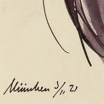 John Jon-And, mixed media on paper, dated München 3/11 -21.