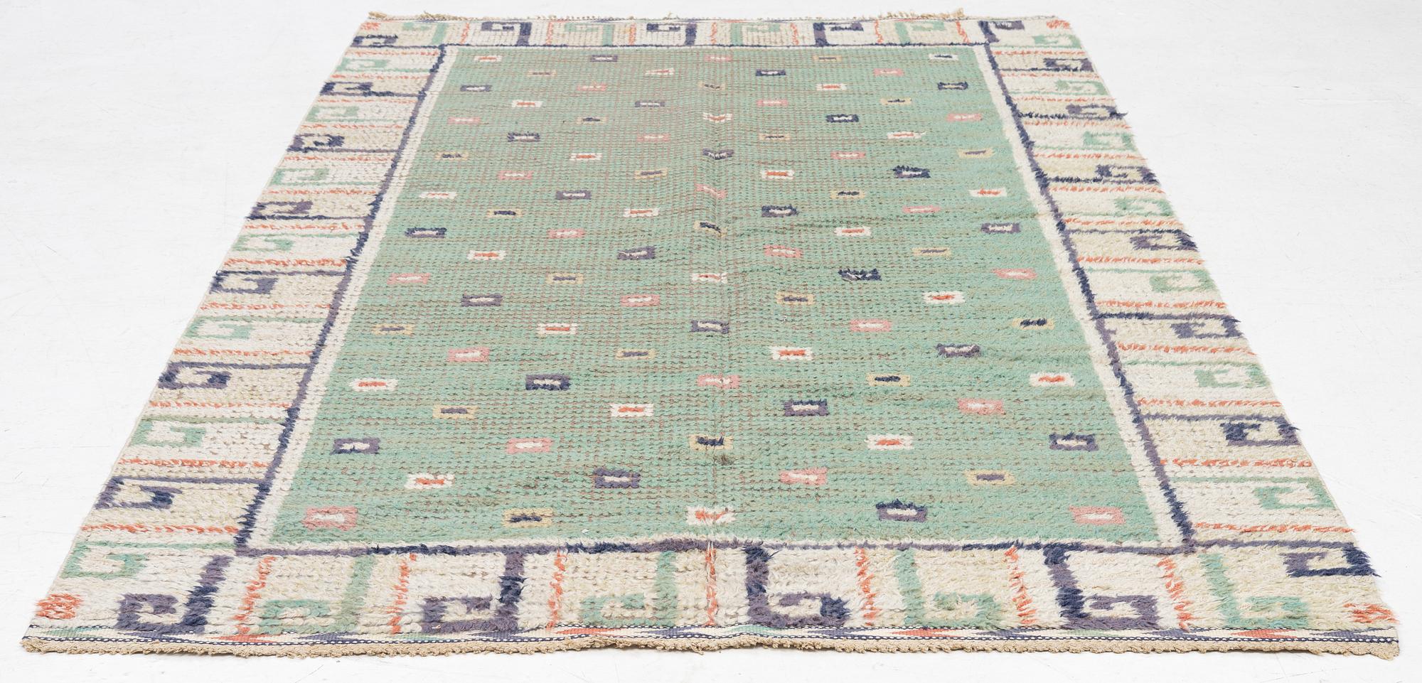 Märta Måås-Fjetterström, matta, rya, "Gröna Ryan", signerad MMF, ca 250 x 155 cm.