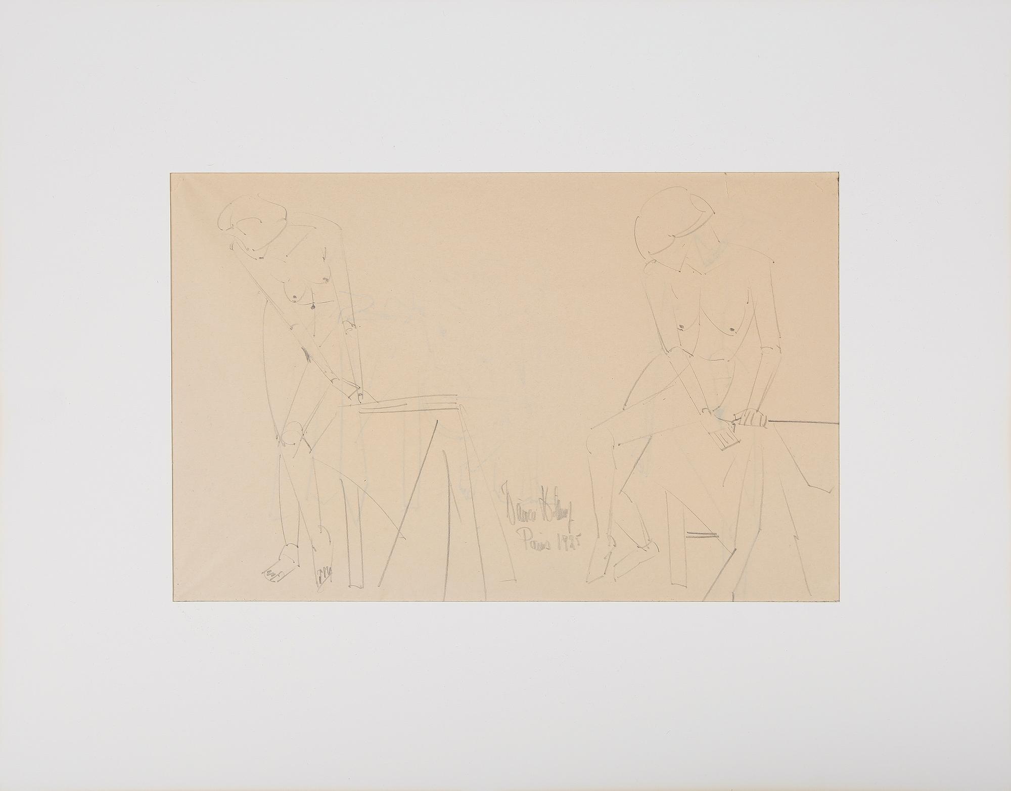 OKÄND KONSTNÄR, blyertsteckning, otydligt signerad och daterad Paris 1925.