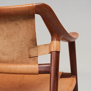 Adolf Relling & Sigurd Resell, a pair of teak and leather "56/2 Bambi-series" armchairs, Norway 1950-60's.