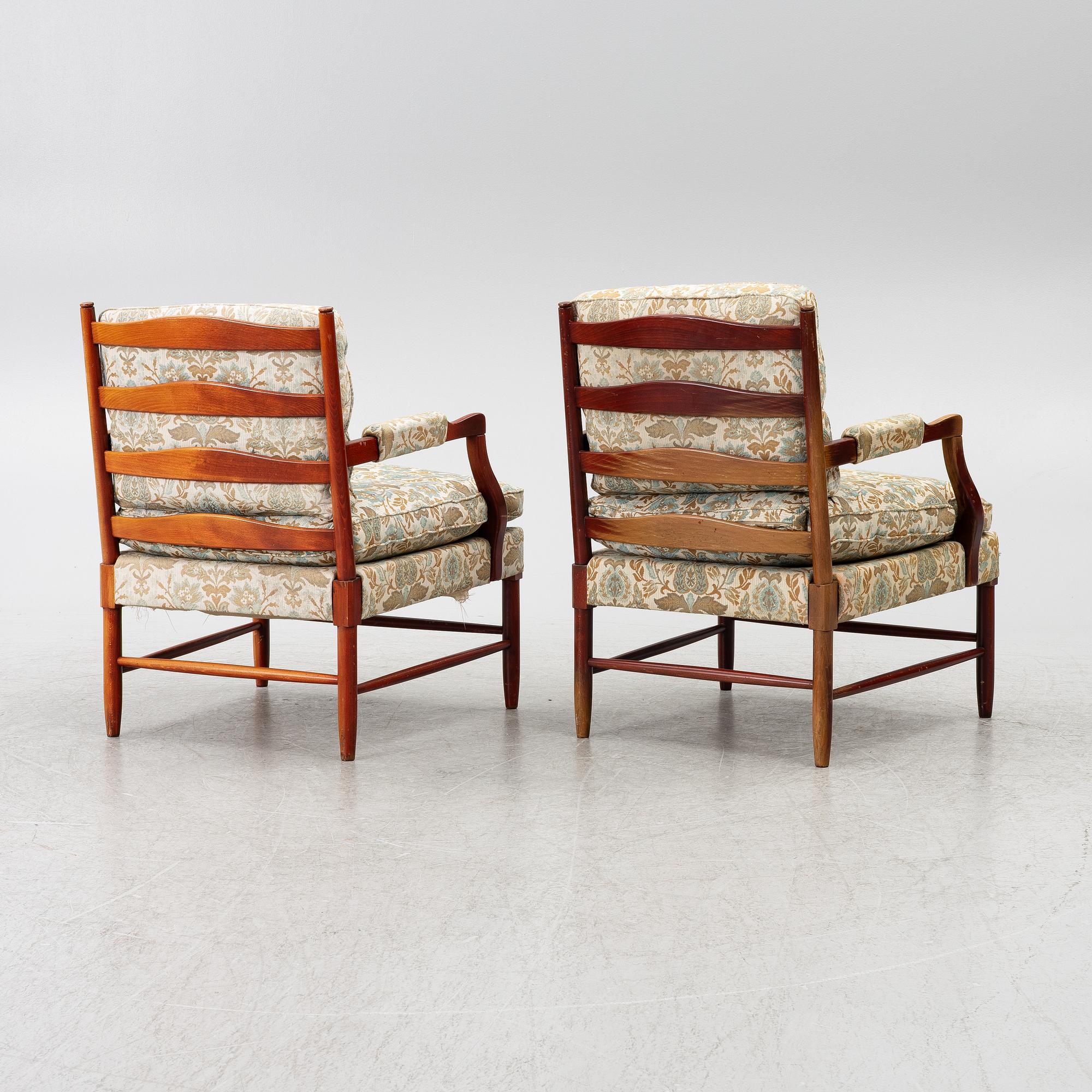 Armchairs, a pair, so-called Gripsholm chairs, second half of the 20th century.