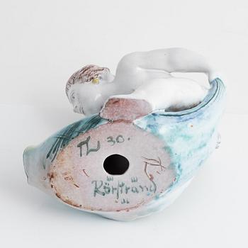 Tyra Lundgren, a faience figurine, Rörstrand, dated -30.
