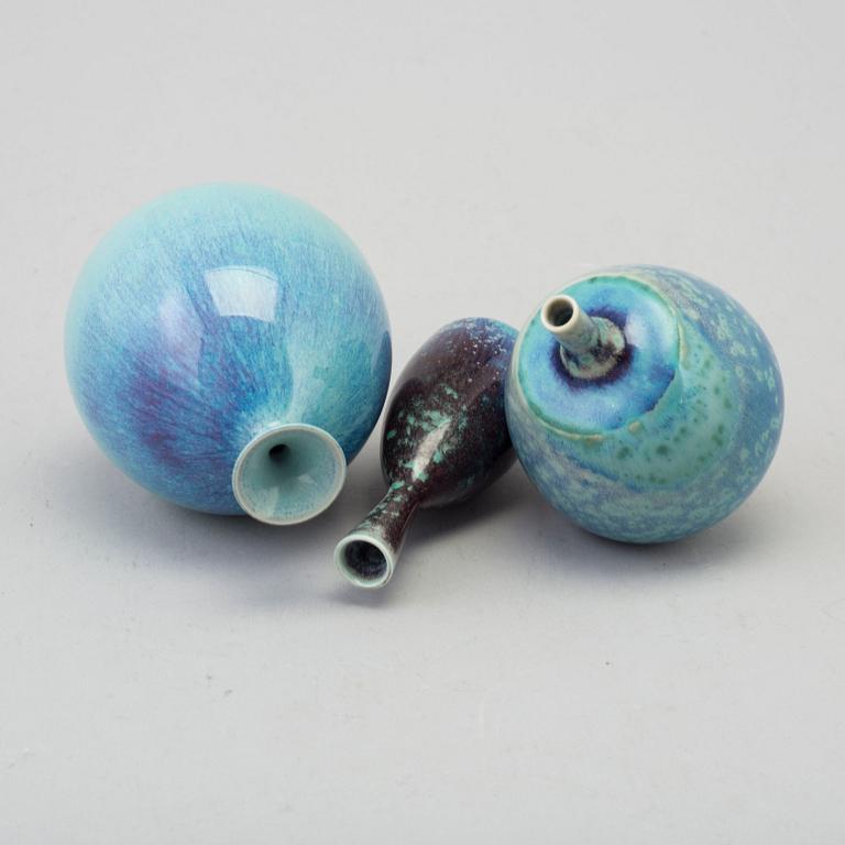 BERNDT FRIBERG, a set of three stoneware vases, Gustavsberg studio, Sweden 1965-74.