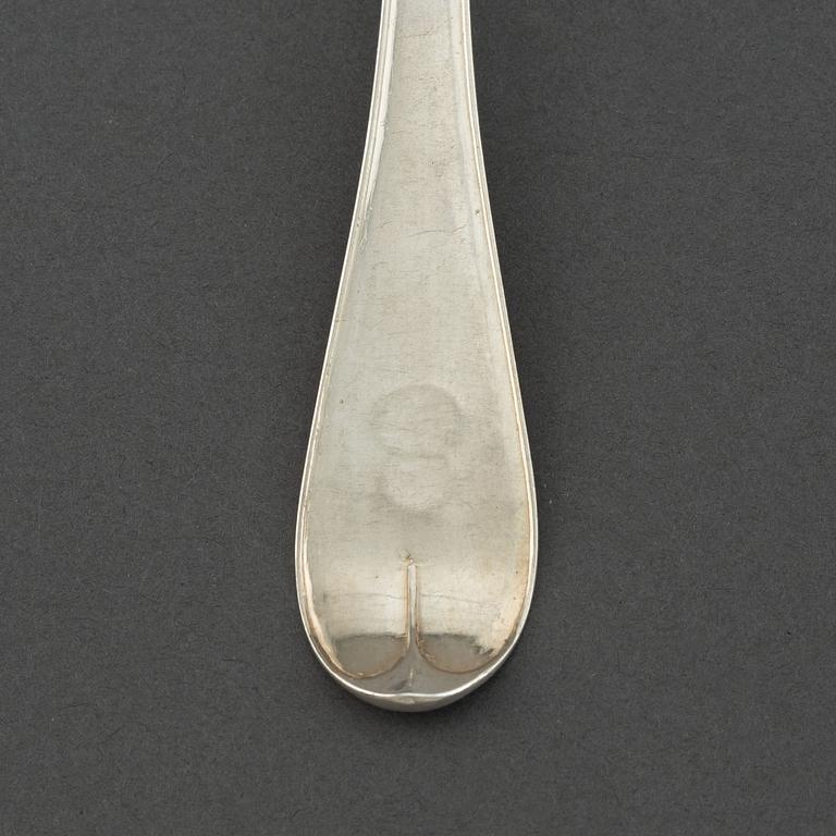A set of six Swedish 19th century silver spoons, mark of Gustaf Otto Sjöberg, Falun 1810.