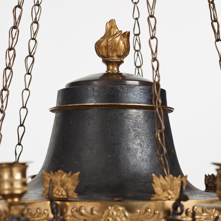 A presumably from Åbo Empire 19th century ten-light hanging lamp.