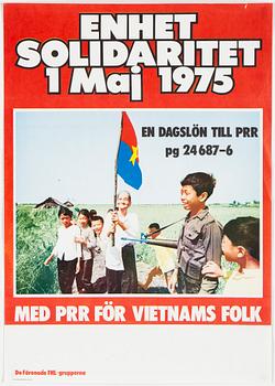 POLITICAL POSTER, "En dagslön till PRR 1 maj", offsettryck, Thomas Svenson, 1975.