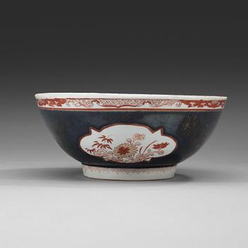 416. A powder blue punch bowl, Qing dynasty, Qianlong (1736-95).