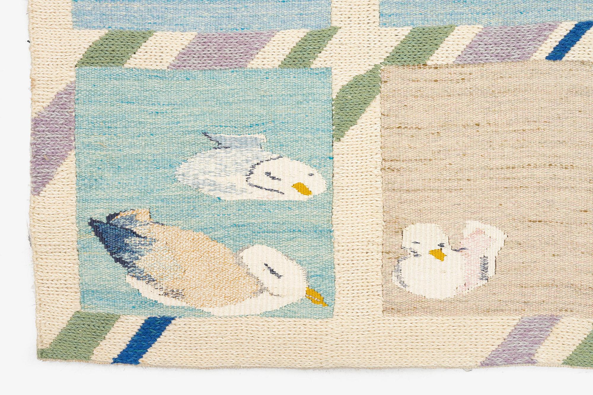 Cecilia Andersson, a tapestry, 'Att fångas i flykten', flat weave, c. 150 x 112 cm, signed CA.