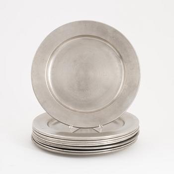 Firma Svenskt Tenn, a set of 10 pewter dishes, Stockholm 1972.