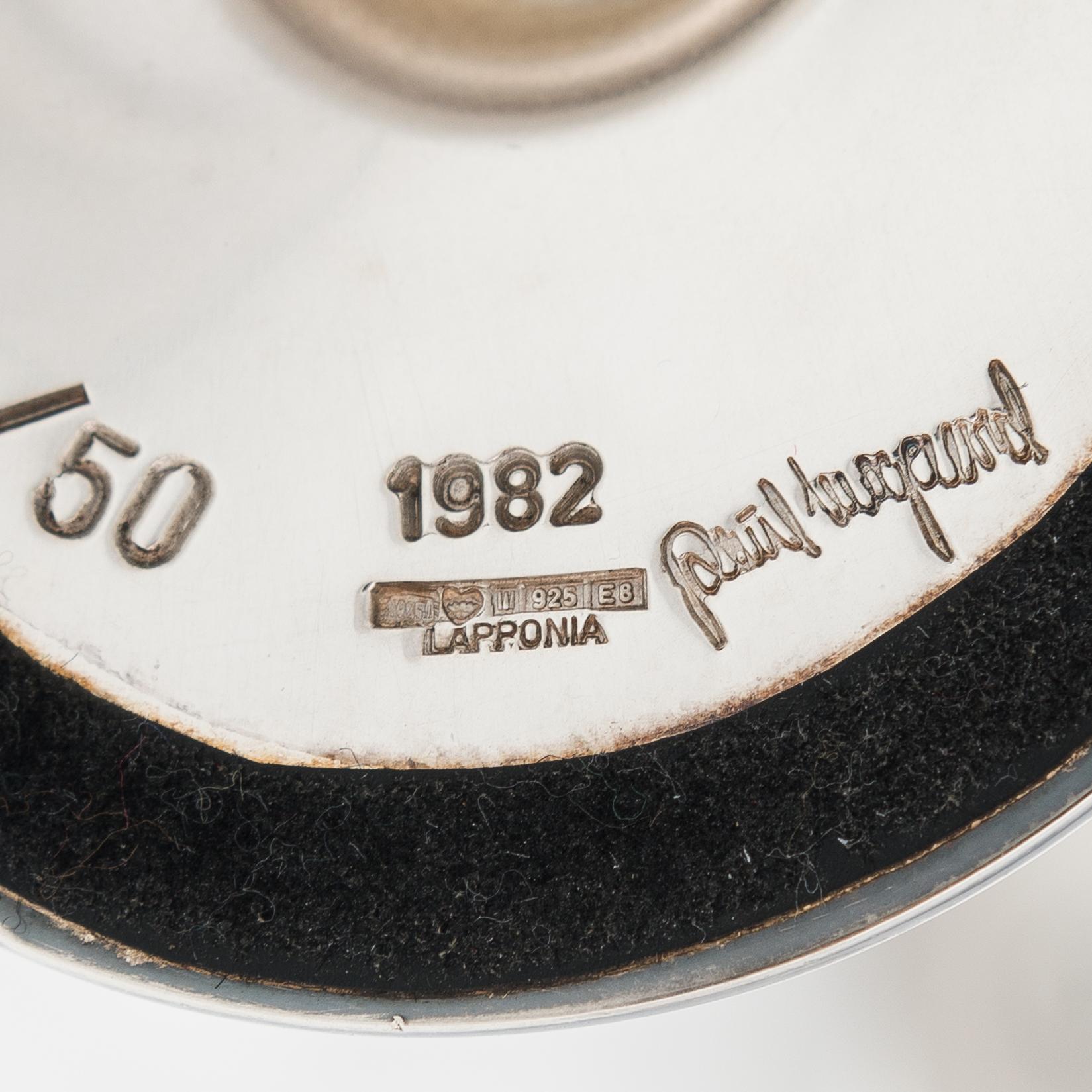 Poul Havgaard, veistos/ kynttilänjalka, "Soul", sterlinghopeaa, Lapponia 1982.
