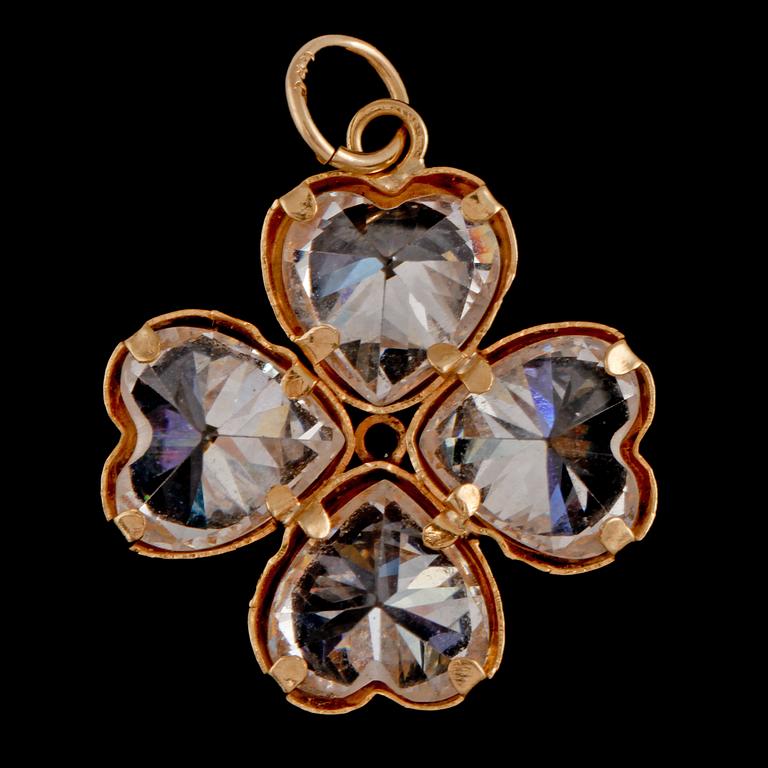 HÄNGE, 14k guld med 5 fasettslipade bergkristaller, 2000-tal. Vikt 3 g.