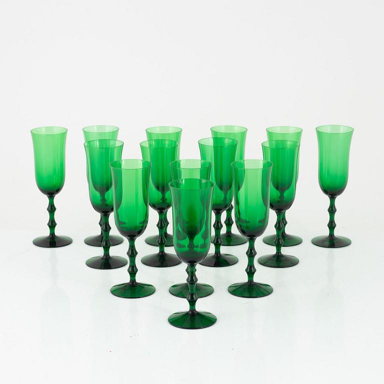 Simon Gate, a set of 14 champagne glasses, "Salut", Orrefors Sandvik, mid-20th century.