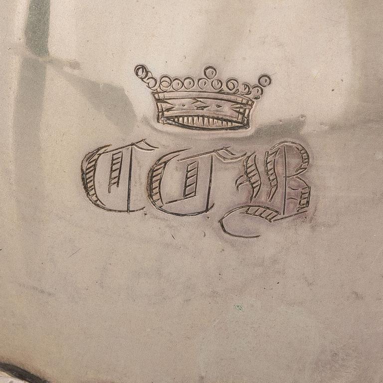 A Swedish Empire silver coffee pot, mark of Gustaf Folcker, Stockholm 1830.