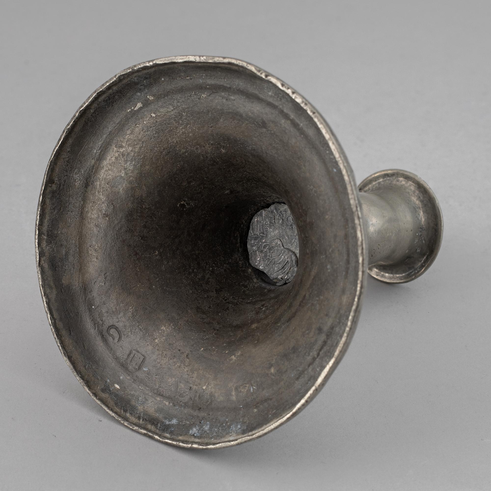 Four gustavian pewter candlestick, late 18th / early 19th century.