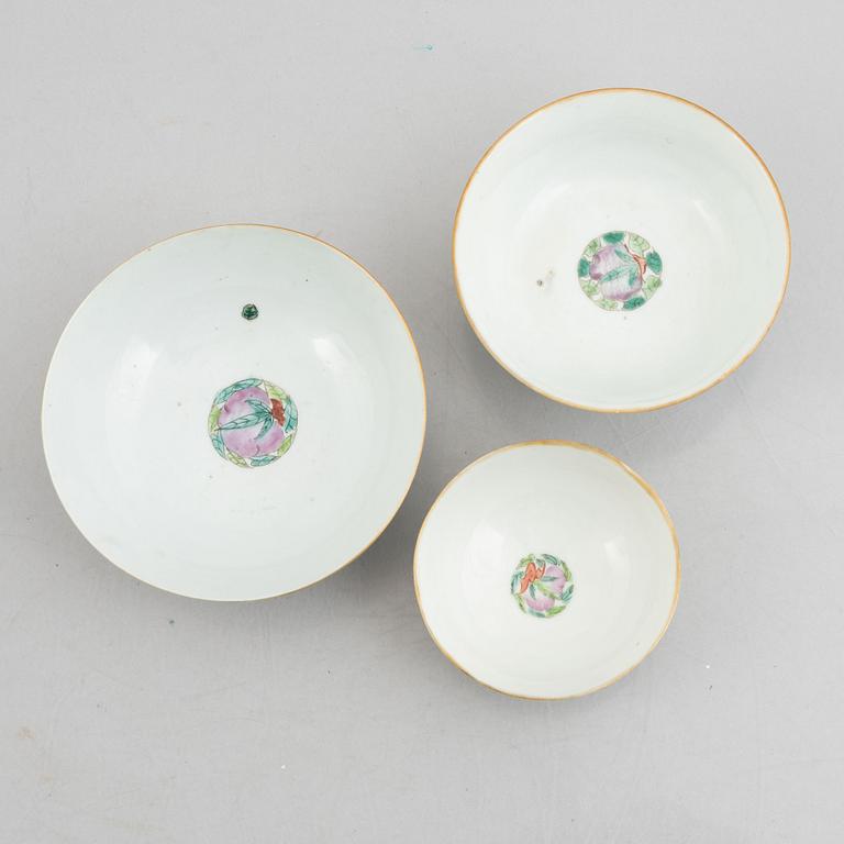 Three Famille Rose porcelain bowls, China, early 20th century.