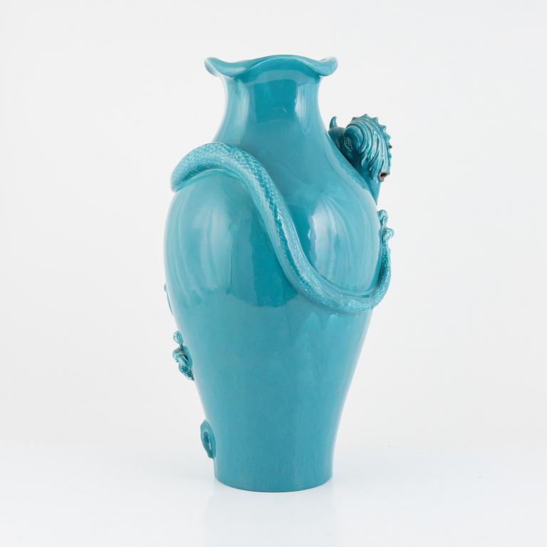 An Art Nouveau creamware floor vase, probably Swedish, early 20th century.