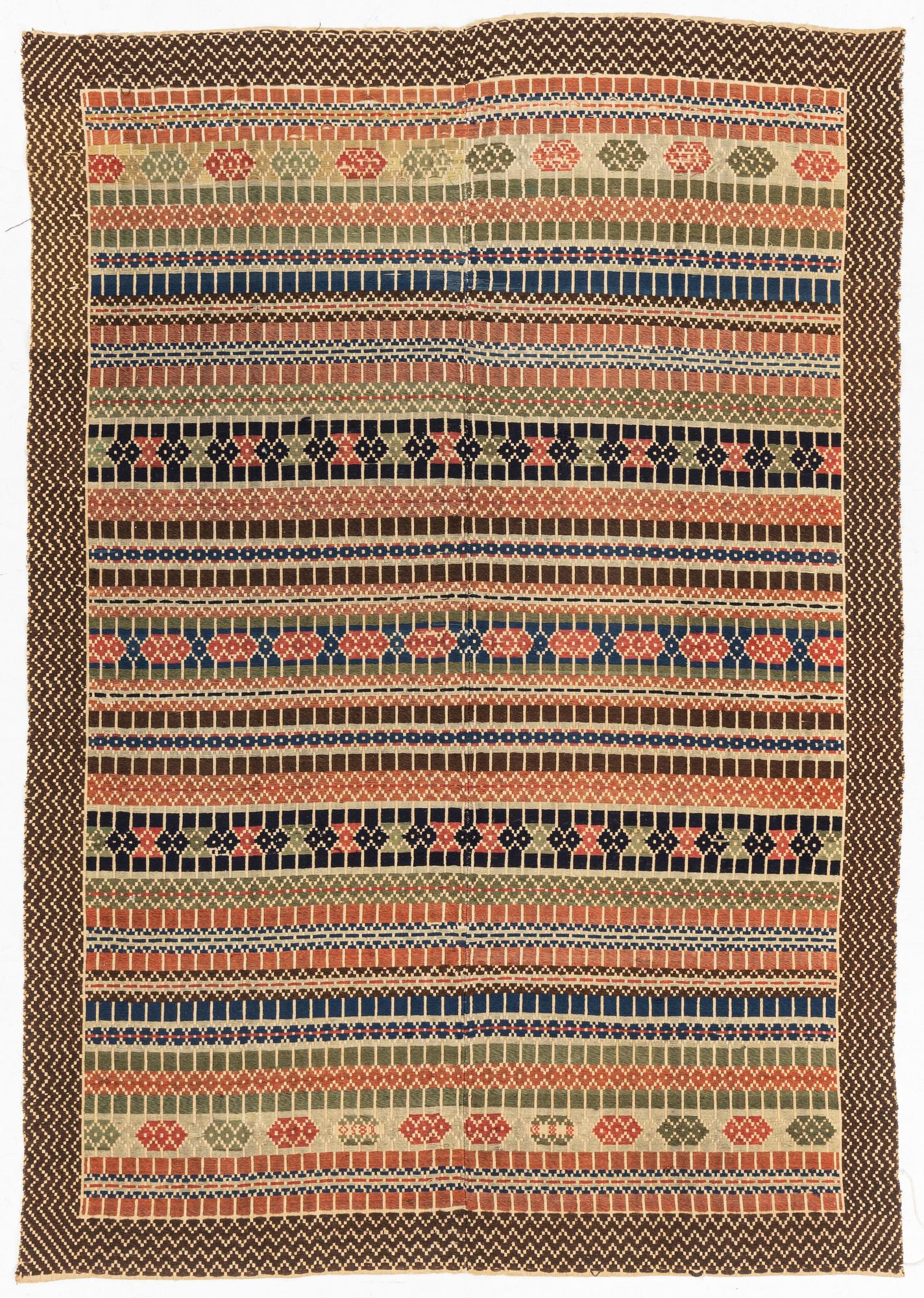 Bordstäcke/bonad, krabbasnår, Skåne, ca 193 x 134 cm.
