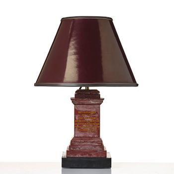 A presumably Italian marble lamp, 20th century.