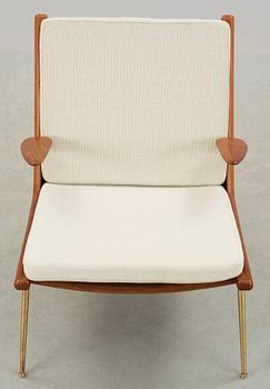 A Peter Hvidt & Orla Mølgaard-Nielsen 'Boomerang, FD-134' teak and brass easy chair, France & Daverkosen, 1950's.