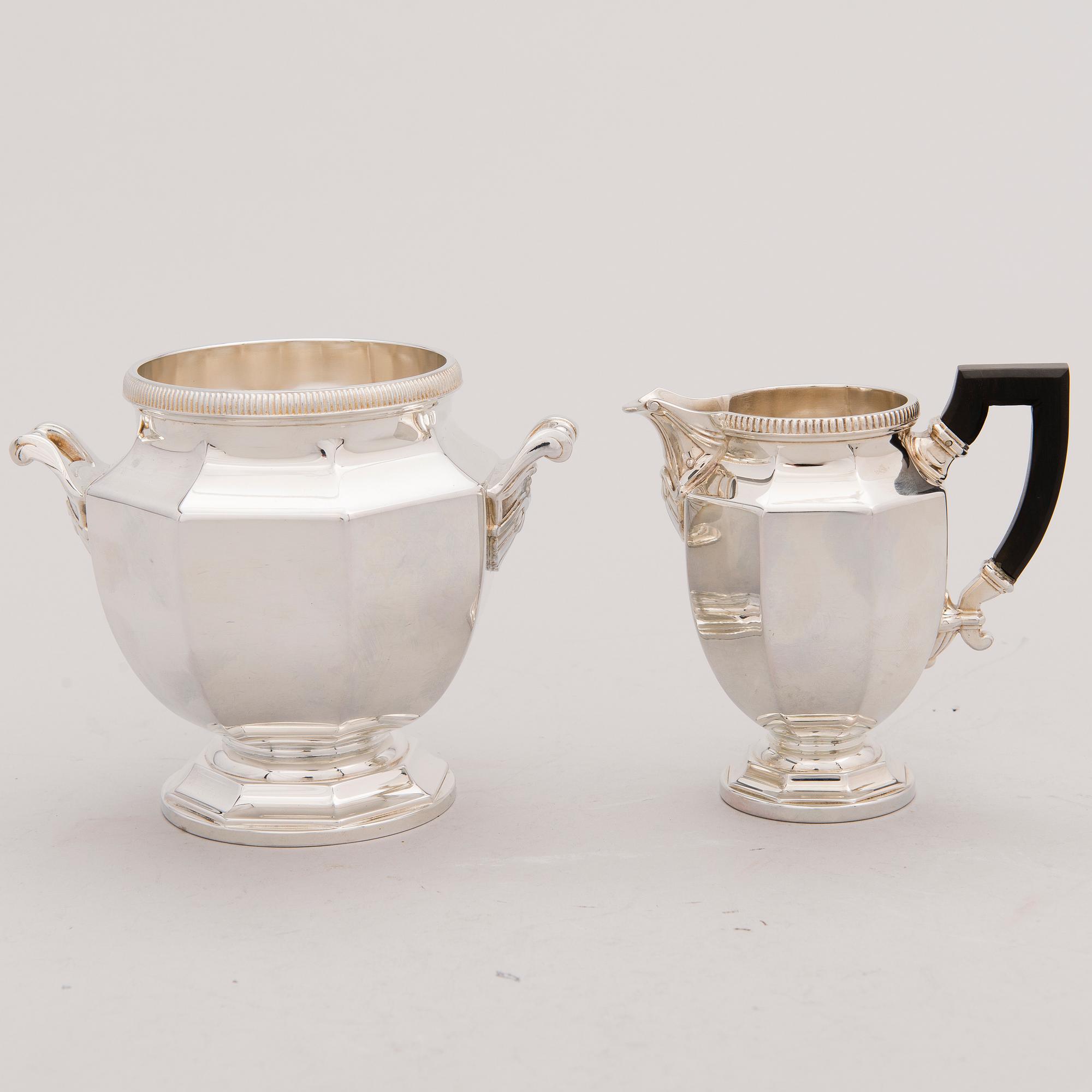 A TEA AND COFFEE SET, silver plated, Christofle, France, middle of the 20th century.