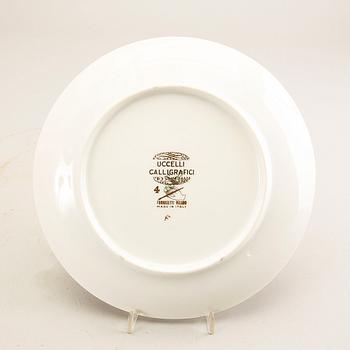 Piero Fornasetti, plates, 7 pcs, "Uccelli Calligrafic", Italy.