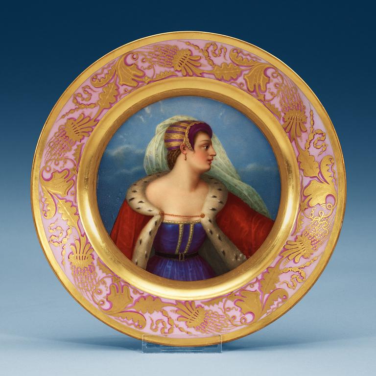 A Russian plate, Imperial Porcelain Manufactory, St Petersburg, period of Tsar Nicholas I.
