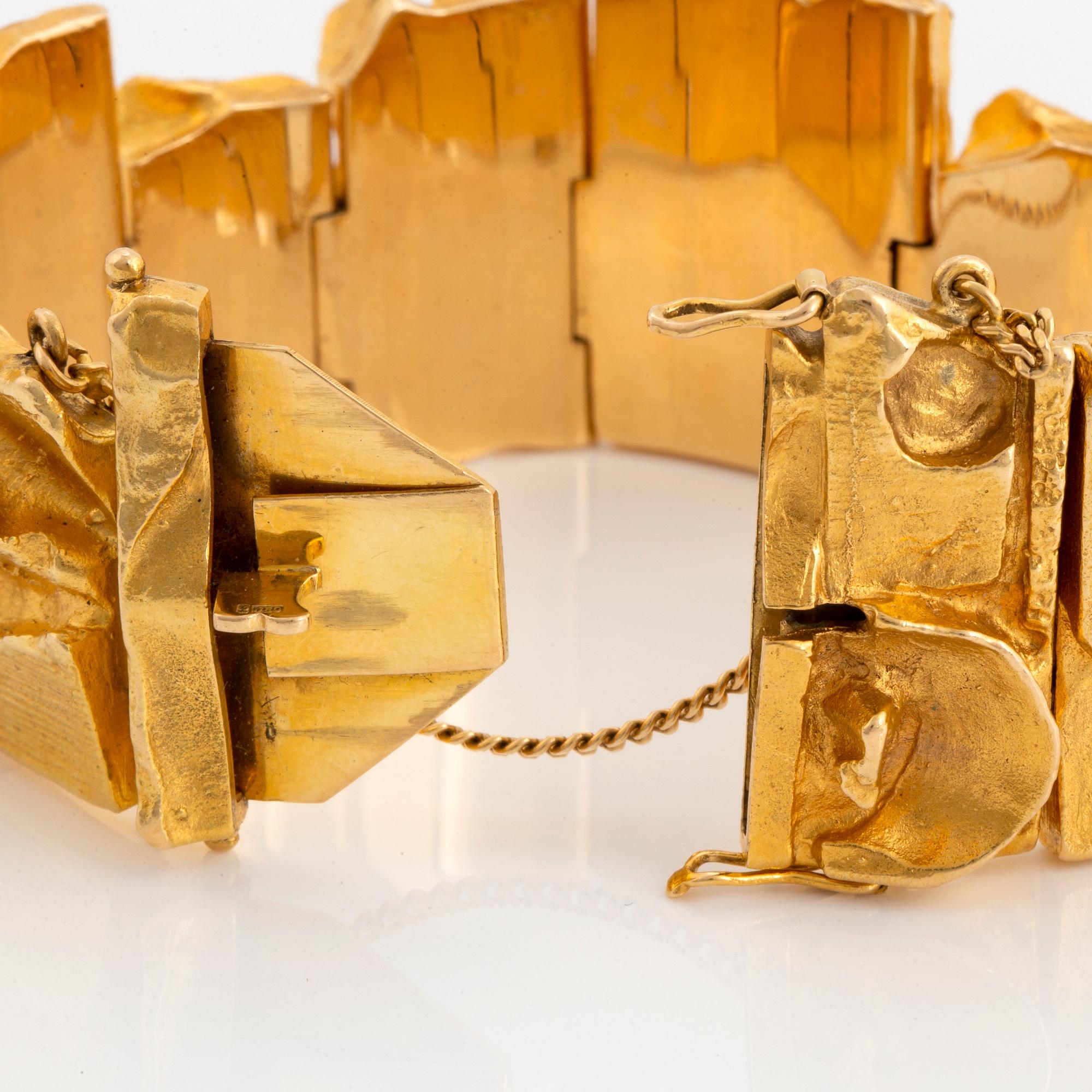 An 18K gold bracelet designed by Björn Weckström for Lapponia.