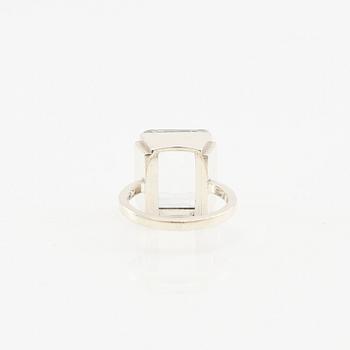 Wiwen Nilsson, ring sterling silver med trappslipad bergkristall, Lund 1947.