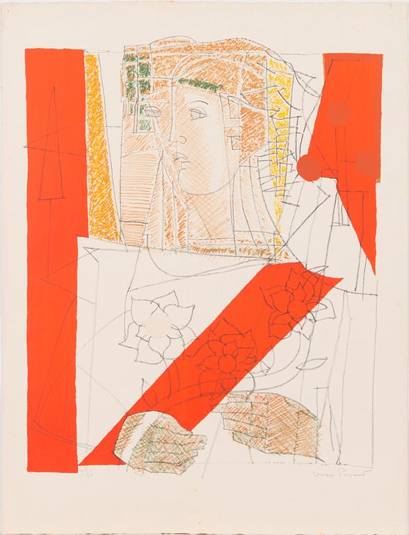 Max Papart, lithograph and collage, 1970, signed and numbered 44/50.