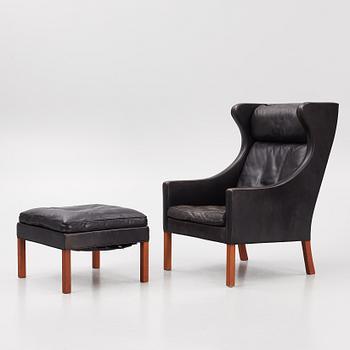 Børge Mogensen, a model 2204 armchair with ottoman, Fredericia Stolefabrik, Denmark.