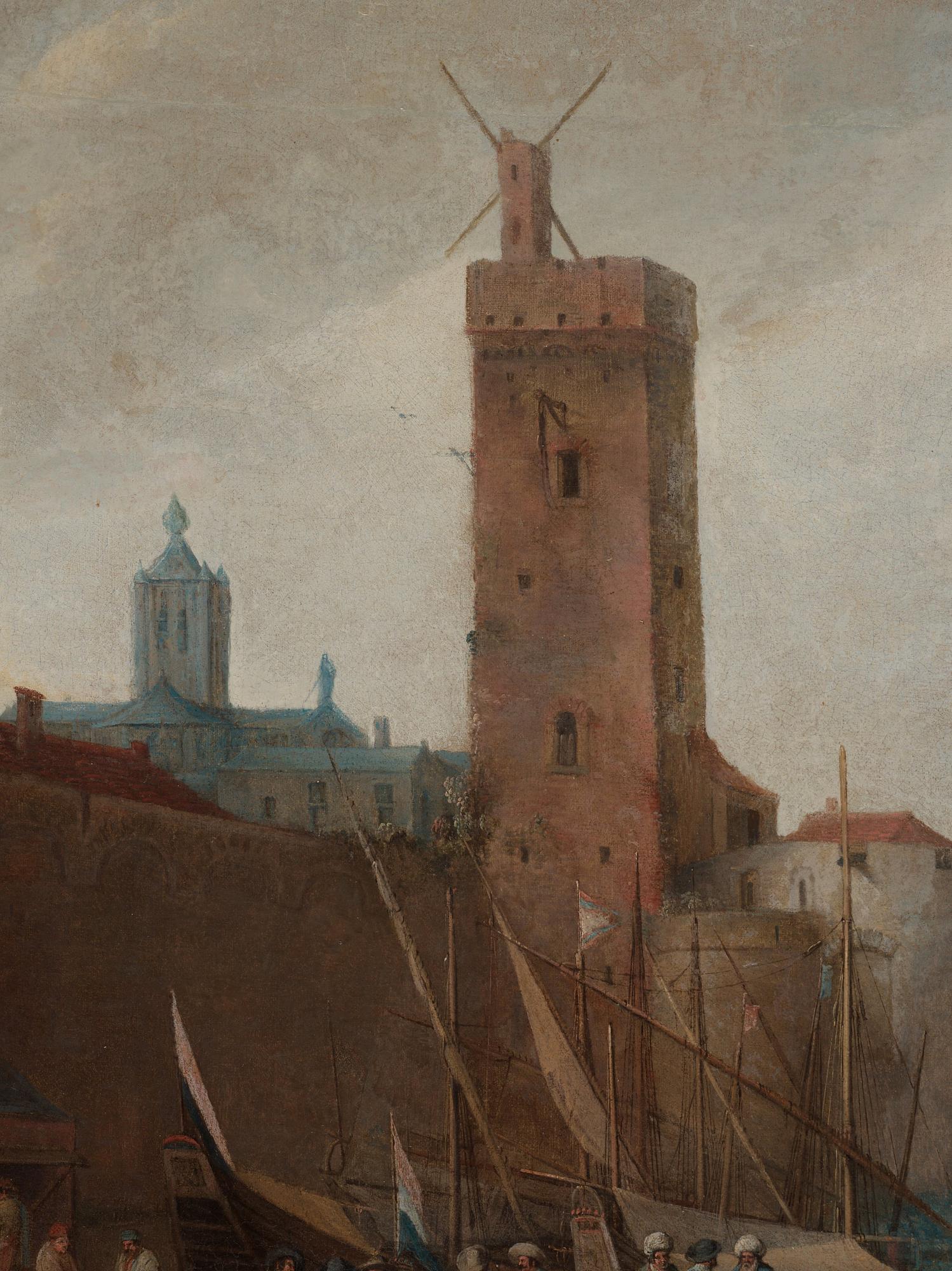 Abraham Willaerts Attributed to, Coastal Landscape with numerous Ships and Figures on the Shore.