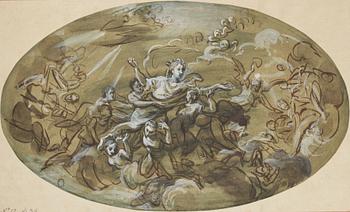 JOSEPH FRANÇOIS PARROCEL, circle of. Oval. Unsigned. Inkwash hightened with white, image: 24.5 x 41 cm.