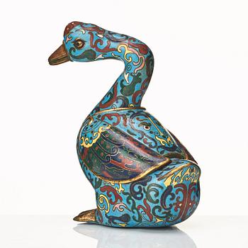 A cloissoné duck, Qing dynasty, 19th Century.