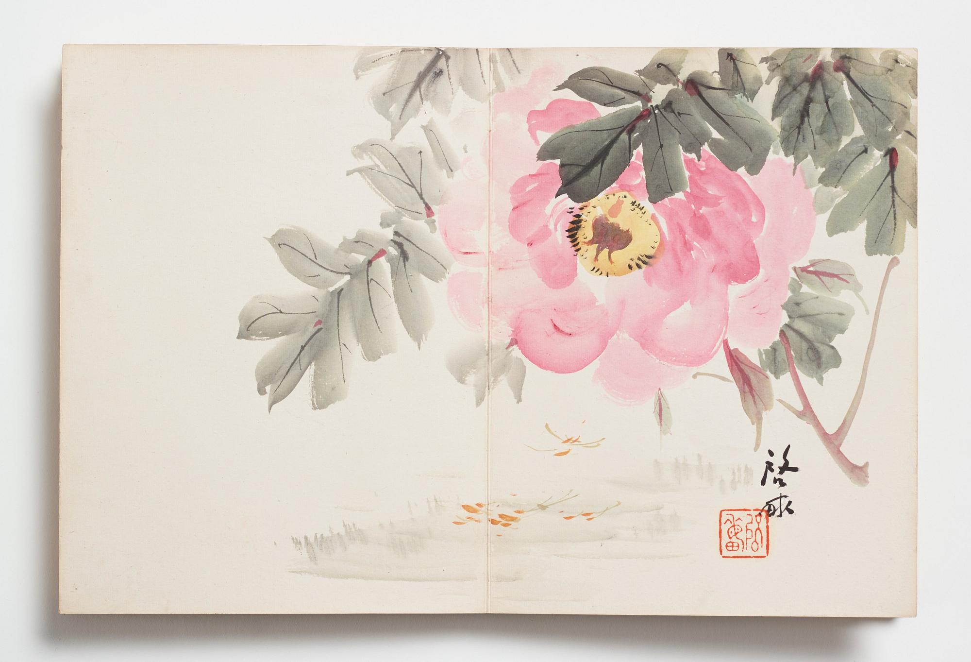 A Japanese album with watercolours by different artists, late Meiji period (1868-1912) early Taisho.