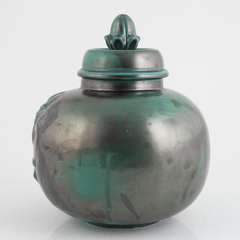 An earthenware urn with cover, Upsala-Ekeby, 1930's.