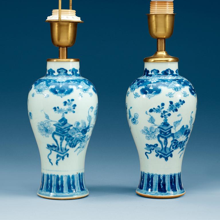 A pair of blue and white vases, Qing dynasty, 18th Century.