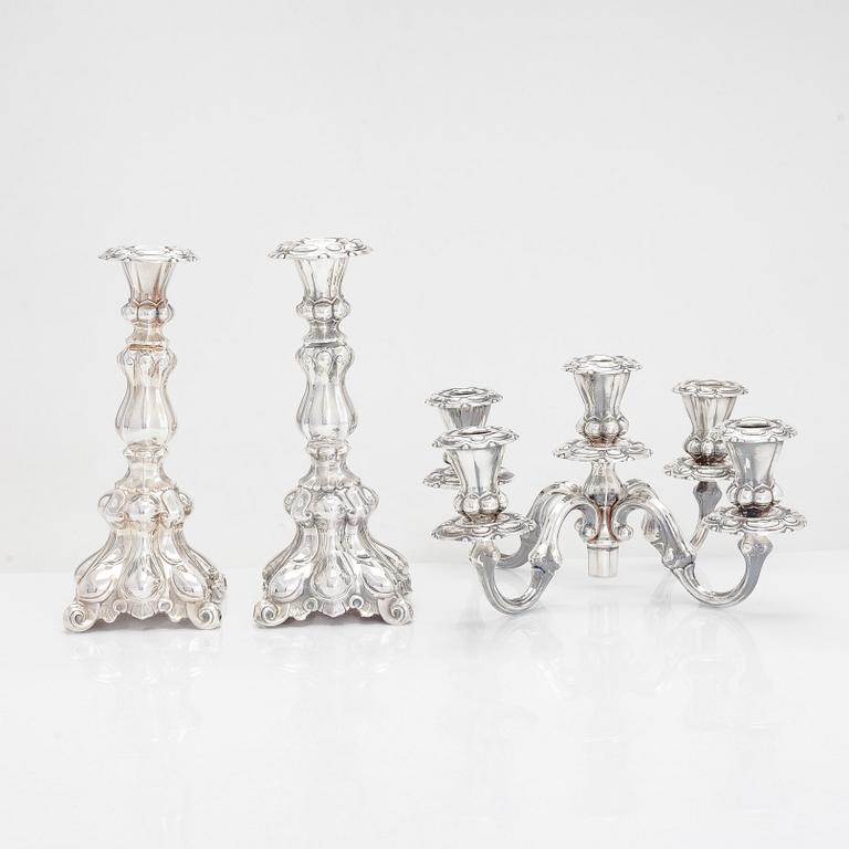 Kandelaber och ljusstake, silver, Kultakeskus, Tavastehus 1953-1972.