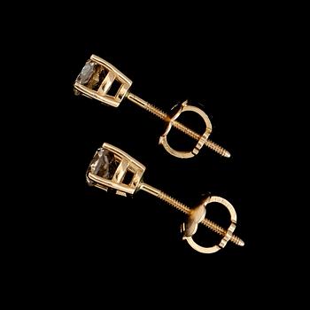 ÖRHÄNGEN, 1 par, 14K guld, briljantslipade diamanter tot ca 0.40 ct.