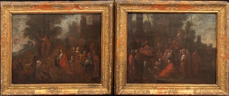 Unknown artist, a pair of 17th century unsigned oil on board.
