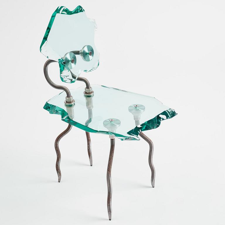 Danny Lane, an "Etruscan" chair, his own studio, London, 1990.