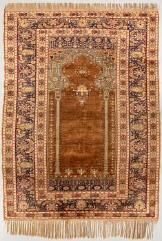 Carpet, Anatolian, semi-antique, silk, approx. 180 x 125 cm.