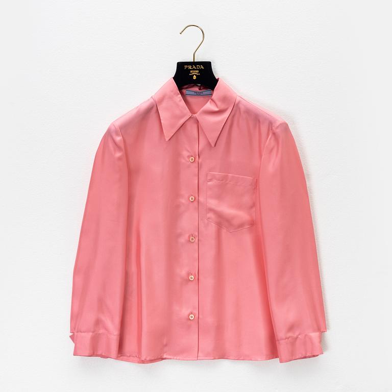 Prada, a pink silk blouse, size 36.