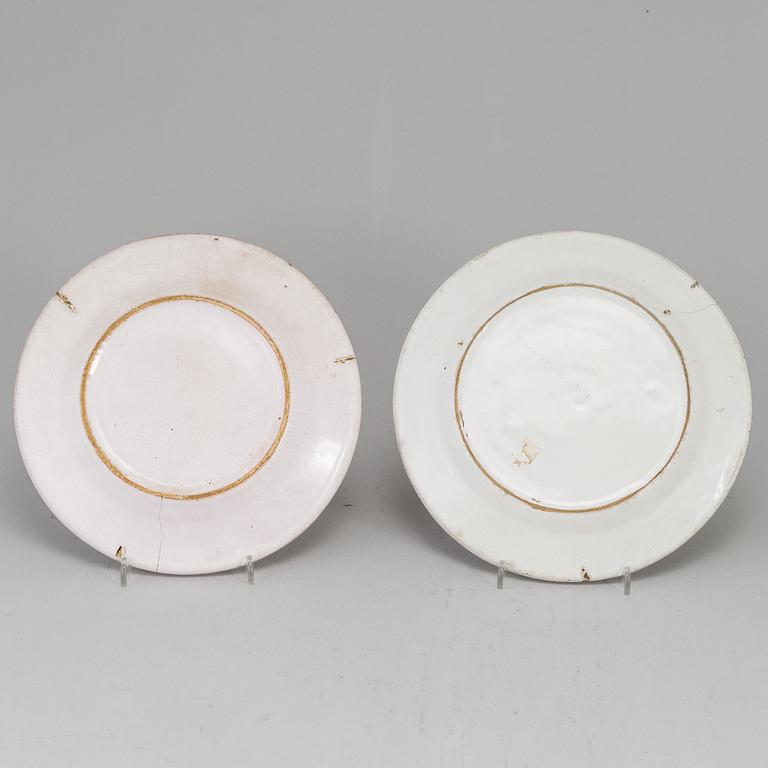 A Swedish faience serving dish and six plates, 18th Century.