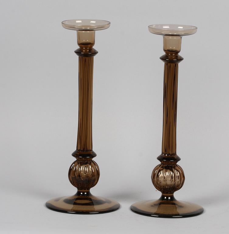 LJUSSTAKAR, ett par, glas, 1930-tal.