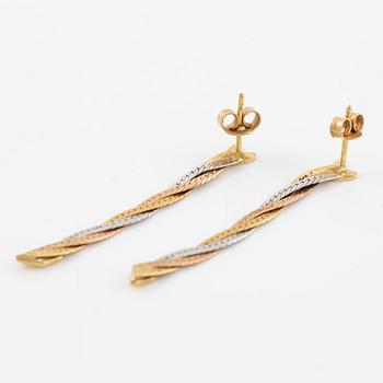 Earrings, a pair, 18K three-colour gold,