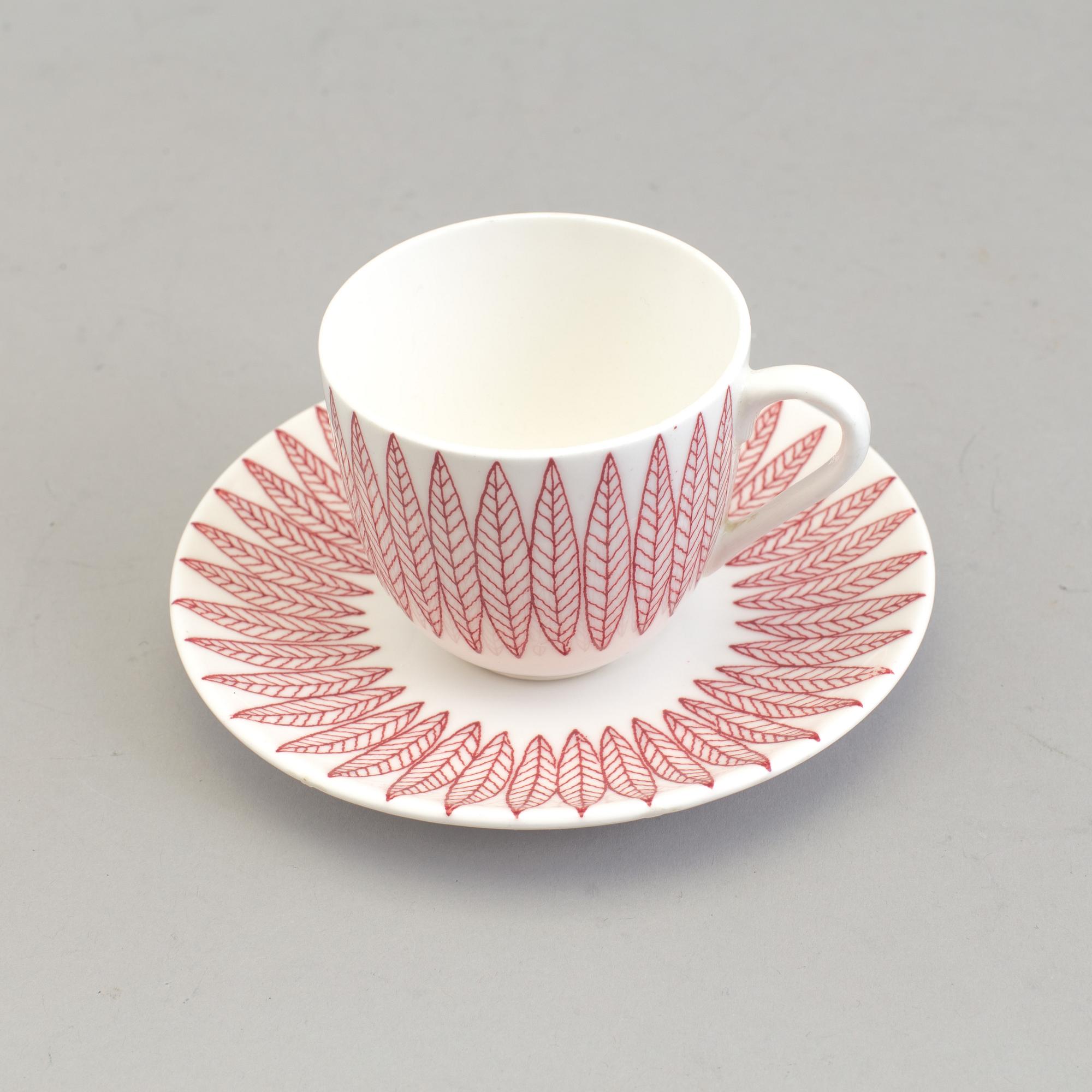 STIG LINDBERG, kaffeservis, 16 delar, benporslin, "Salix", Gustavsberg, 1960/60-tal.