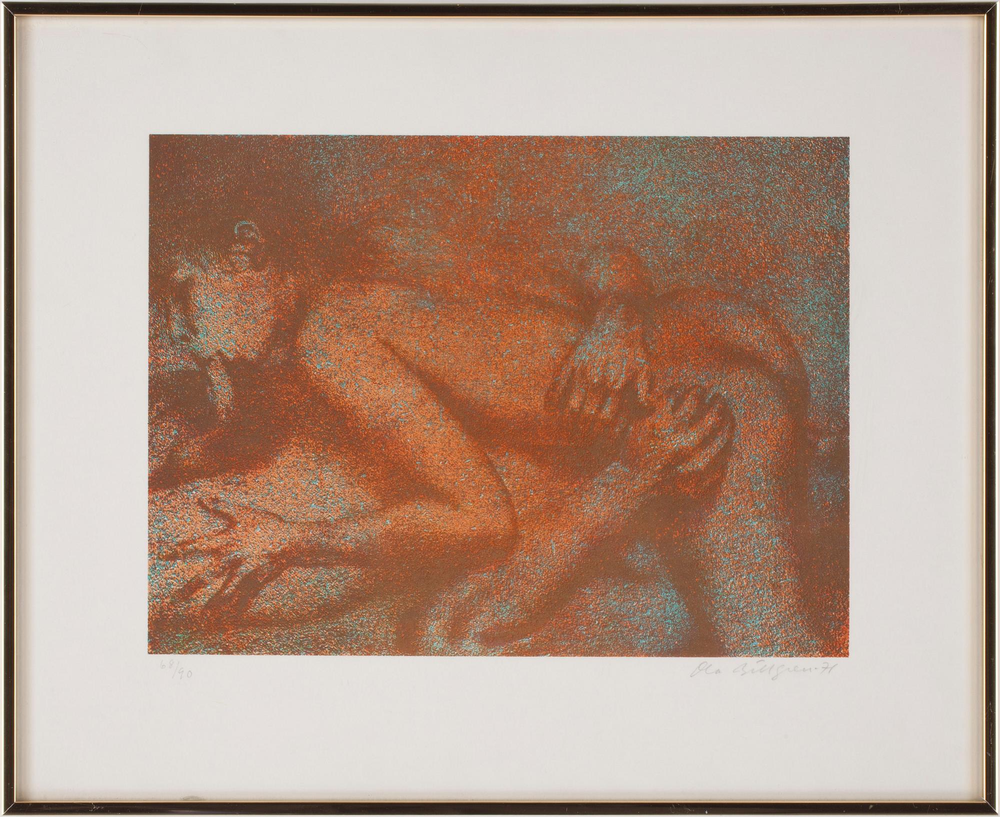 OLA BILLGREN, färglitografi, signerad, daterad 71 o numrerad 68/90.