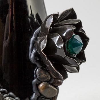 ZANDRA AHL, vase in mixed media, signed with label.