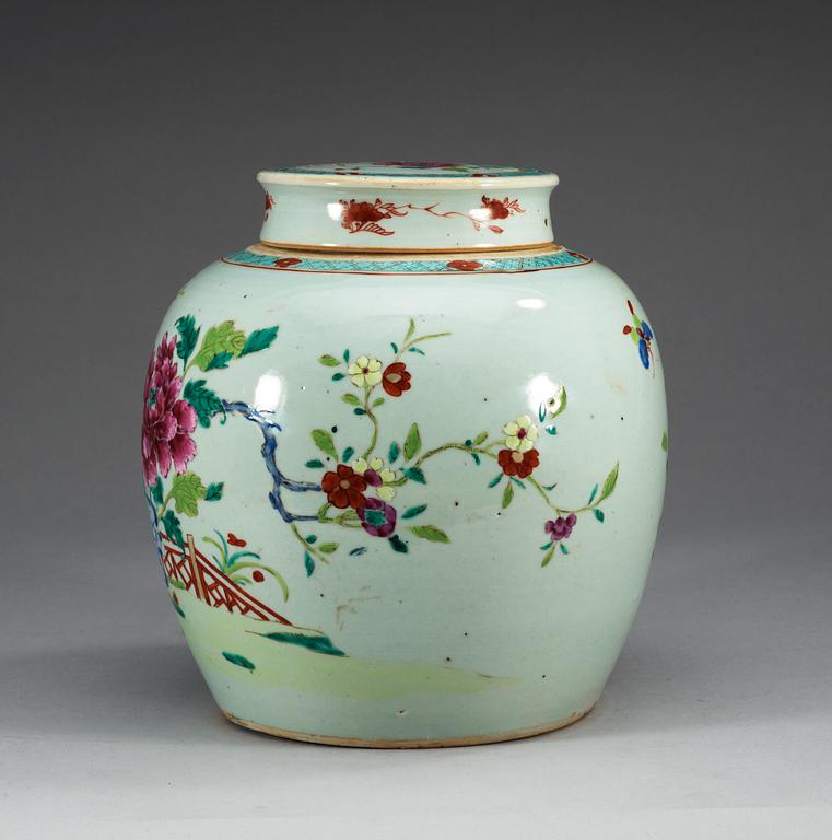 A famille rose jar with cover, Qing dynasty, Qianlong (1736-95).