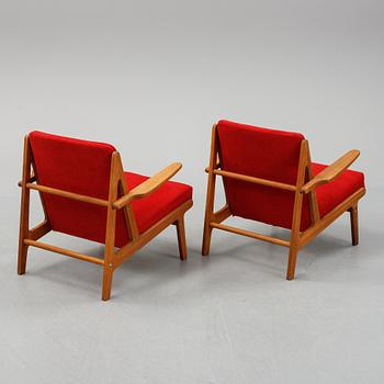 A pair of easy chairs, Denmark, 1950's.